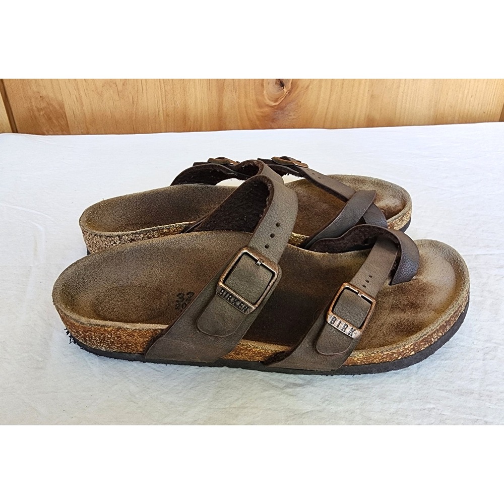 Birkenstock EU 32 Big Kids Youth US 1 to 1.5 Brown Leather Double Strap Sandals